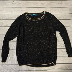Francesca's Collections Black and Gold Sweater